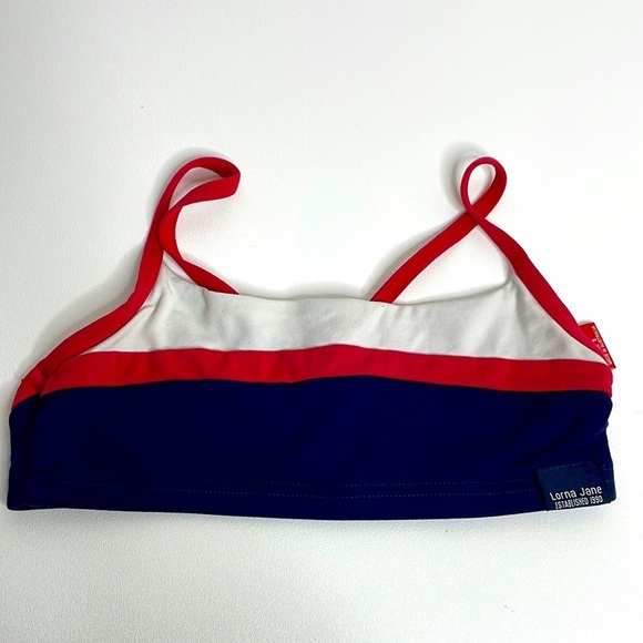 Lorna Jane Red White and Blue color block sports bra size small - Picture 1 of 9